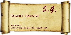 Sipeki Gerold névjegykártya